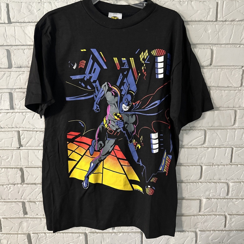 Vintage 1991 Batman DC Comics T Shirt Mens Large NOS Made in USA Black Retro